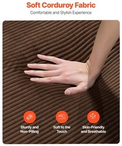 VEVOR 2110 mm Modern Sofa, Comfy Corduroy Couch with Deep Seats, Cloud Sofa with Wide Armrests, No Assembly Required, Large Plush Couch Ideal for Living Room, Bedroom, Apartment and Office, Brown