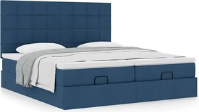 vidaXL Οθωμανικό κρεβάτι με στρώματα μπλε 180x200cm ύφασμα