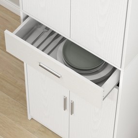 Ντουλάπι κουζίνας, ρυθμιζόμενα ράφια 3 επιπέδων, μοριοσανίδες, MDF, άφθονο αποθηκευτικό χώρο, λευκό