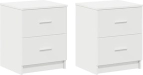 vidaXL Κομοδίνα 2 τεμ. με 2 Συρτάρια Λευκά 40x36x50 εκ.