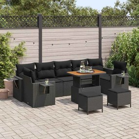 vidaXL Σετ Καναπέ Κήπου 10 pcs Μαύρο συνθετικό ρατάν