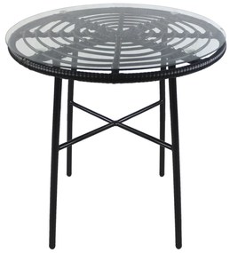 Τραπέζι Κήπου ArteLibre APPIUS Μαύρο Μέταλλο/Rattan/Γυαλί 70x70x74cm Arte-14510043