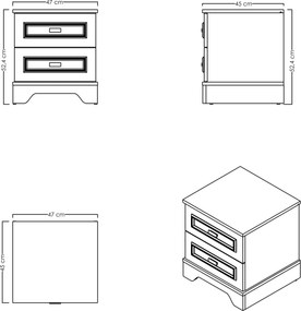 Κομοδίνο Κρεμ / Δρυς GESUVE 47x45x52.4