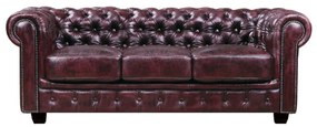 Καναπές 3θέσιος δέρμα Chesterfield antique red 201x92x72cm