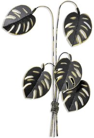 Διακοσμητικό Τοίχου Monstera 930DYU1189 68x98cm Black-Gold Wallity Μέταλλο