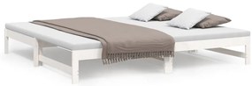 vidaXL Καναπές Κρεβάτι Συρόμενος Λευκός 2x(80x200) εκ. από Μασίφ Πεύκο