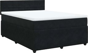 vidaXL Κρεβάτι Boxspring με Στρώμα Μαύρο 140x200 εκ. Βελούδινο