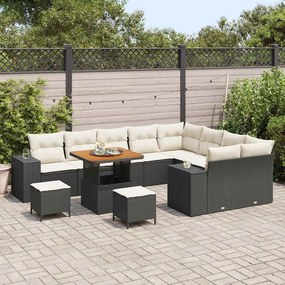 vidaXL Σετ Καναπέ Κήπου Ρυθμιζόμενο ύψος 12 pcs Μαύρο συνθετικό ρατάν