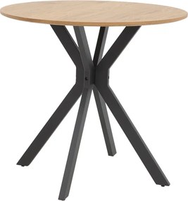 Τραπέζι Xuson pakoworld φυσικό mdf-πόδι μαύρο μέταλλο Φ120x75εκ