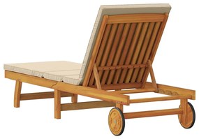 vidaXL Ξαπλώστρα με μαξιλάρι Καφέ 63 x 199 x 85 εκ. Μασίφ ξύλο ακακίας