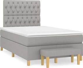 vidaXL Κρεβάτι Boxspring με Στρώμα Ανοιχτό Γκρι 120x190 εκ. Υφασμάτινο