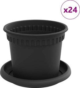 vidaXL Γλάστρες φυτών 24 τμχ. Μαύρο Πλαστικό