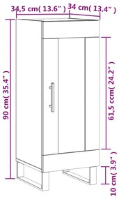 Ντουλάπι Γκρι Sonoma 34,5x34x90 εκ. από Επεξεργασμένο Ξύλο - Γκρι