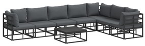 vidaXL Σετ Καναπέ Κήπου 8 pcs Μαύρο 70 x 70 x 32 εκ Αλουμίνιο