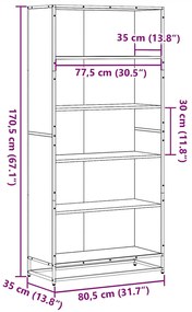 ΒΙΒΛΙΟΘΗΚΗ ΚΑΠΝΙΣΤΗ ΒΕΛΑΝΙΔΙΑ 80,5X35X170,5 CM ΞΥΛΙΝΗ ΚΑΤΑΣΚΕΥΗ 3300857