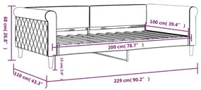 Καναπές Κρεβάτι Ανοιχτό Γκρι 100 x 200 εκ. Βελούδινος - Γκρι