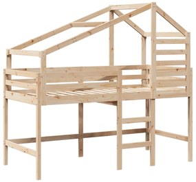 vidaXL Υπερυψ. Κρεβάτι 90x190 εκ. Μασίφ Πεύκο με Σκάλα / Οροφή