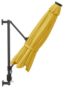 vidaXL Ομπρέλα Επιτοίχια με LED Κίτρινη 290 εκ.