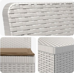 vidaXL Σαφά Κήπου 5 Θέσεων με Μαξιλάρια Ράιταν PP Λευκό