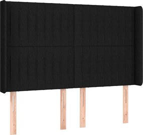 vidaXL Κρεβάτι Boxspring με Στρώμα &amp; LED Μαύρο 140x200 εκ. Υφασμάτινο