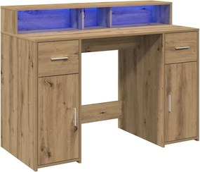 vidaXL Γραφείο με LED Αρτισιανή Δρυς 120x55x91 εκ. Επεξεργασμένο Ξύλο