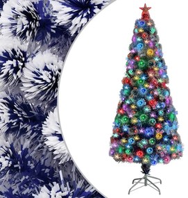 vidaXL Χριστουγεν. Δέντρο Τεχνητό Λευκό & Μπλε LED/Οπτικές Ίνες 180εκ.
