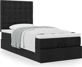 vidaXL Οθωμανικό κρεβάτι με στρώμα Μαύρο 90x190cm Ύφασμα