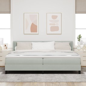 vidaXL Κρεβάτι Box Spring με Στρώμα Ανοιχτό Γκρι 200x200 εκ Βελούδο