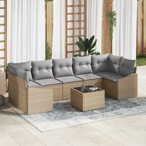 vidaXL Σετ Καναπέ Κήπου 8 pcs Μπεζ, Ανοιχτό Γκρι 55 x 55 x 37 εκ