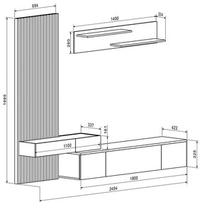 Σύνθετο σαλονιού Litende sonoma-λευκό 249.5x42x199.5εκ 249.5x42x199.5 εκ.