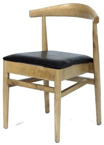 Artekko Xith Καρέκλα Ξύλινη Γκρί Πατίνα με Κάθισμα Τεχνόδερμα (46x44x77)cm