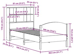 ΚΡΕΒΑΤΙ ΒΙΒΛΙΟΘΗΚΗ ΧΩΡΙΣ ΣΤΡΩΜΑ 75X190 ΕΚ ΜΑΣΙΦ ΞΥΛΟ ΠΕΥΚΟ 3323128