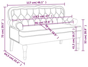 Παγκάκι με Πλάτη Μπορντό 119,5x64,5x75 εκ. Βελούδινο - Κόκκινο