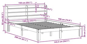 ΠΛΑΙΣΙΟ ΚΡΕΒΑΤΙΟΥ ΜΕ ΚΕΦΑΛΑΡΙ ΛΕΥΚΟ 140 X 190 ΕΚ. ΜΑΣΙΦ ΠΕΥΚΟ 3306781