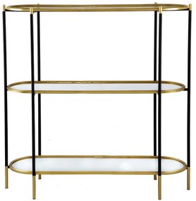 Artekko Irregular Χρυσή Κονσόλα 3 Επιπέδων με Καθρέπτη και Μαύρες Λεπτομέρειες (124x42x127)cm Artekko 82960-DS-SA