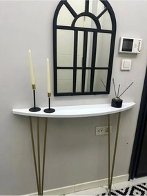 Stewehome Οβάλ κονσόλα μισοφέγγαρο με πόδια Λευκό 18x86x86 cm