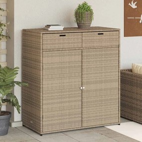 vidaXL Ντουλάπι Αποθήκευσης Κήπου Beige 105x55x113 εκ. Συνθετικό Ρατάν