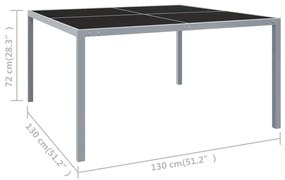 Τραπέζι Κήπου Γκρι 130 x 130 x 72 εκ. από Ατσάλι και Γυαλί - Γκρι