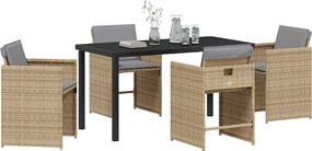 vidaXL Σέτ φαγητού για κήπο 5 pcs Μπεζ συνθετικό ρατάν