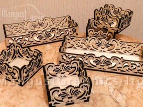 Σετ των 2 Intra απο ξύλο plywood 3mm-4mm πάχος – ξύλο δίσκου τετράγωνου και ορθογώνιου κουτιού 40x45 cm INTRAVECTRY-MY554798