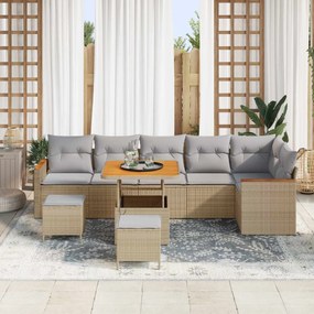 vidaXL Σετ Καναπέ Κήπου 9 pcs Μπεζ συνθετικό ρατάν