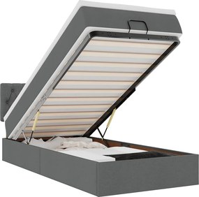 vidaXL Οθωμανικό κρεβάτι με στρώμα σκούρο γκρι 90x190cm ύφασμα