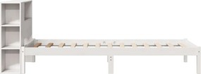 vidaXL Κρεβάτι Βιβλιοθήκη Χωρίς Στρώμα Λευκό 75x190 εκ Μασίφ Πεύκο