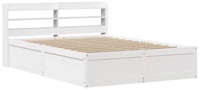 vidaXL Πλαίσιο Κρεβατιού με Κεφαλάρι Λευκό 140x200 εκ. από Μασίφ Πεύκο