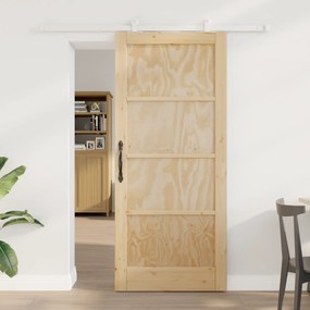 vidaXL Συρόμενη Πόρτα με Σετ Εξαρτημάτων 86x198.5 εκ Στερεό Ξύλο Πεύκο