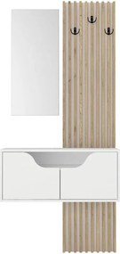 Έπιπλο εισόδου Naro Megapap χρώμα λευκό - sepet oak 90x35x204,2εκ.