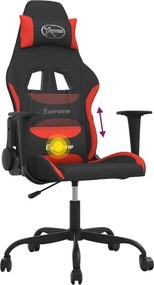 vidaXL Καρέκλα Μασάζ Gaming Μαύρη και Κόκκινη Υφασμάτινη