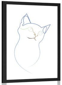Αφίσα με πασπαρτού Χρωματιστές γραμμές της γάτας - 20x30 white