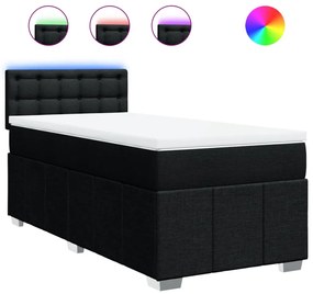 vidaXL Κρεβάτι Boxspring με Στρώμα Μαύρο 80 x 200 εκ. Υφασμάτινο