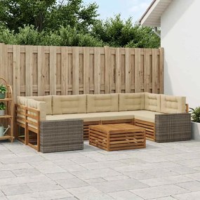 vidaXL Σειρά Καναπέ Εξωτερικού 7 pcs Φυσικό και Μπεζ Πολυεστέρας